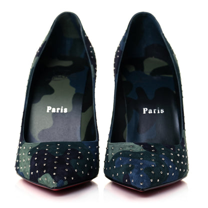Christian Louboutin Veau Velours Camou Kate Plume 100 Pumps 37 Lin Multi 2 of 8