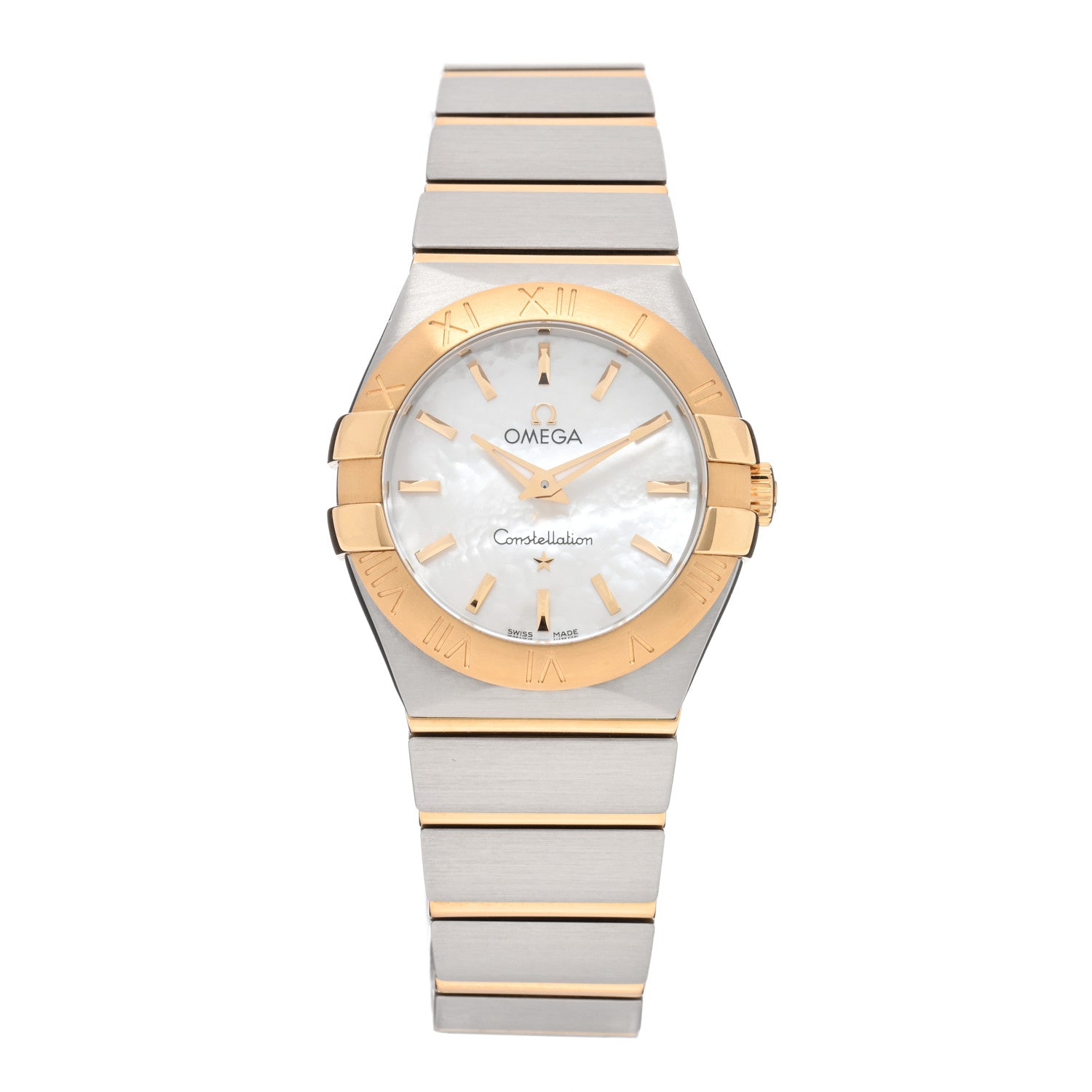 Omega Stainless Steel 18K Yellow Gold Mother of Pearl 27mm Constellation Quartz Watch 123.20.27.60.05.002 1 of 5