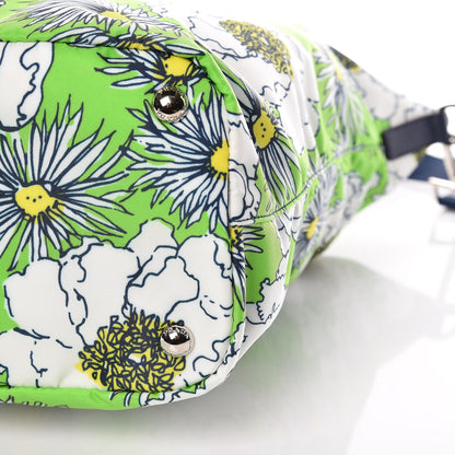 Prada Tessuto Nylon Saffiano Floral Print Tote Green 10 of 10