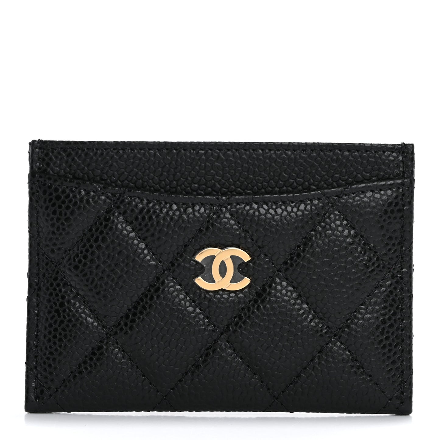 Caviar Quilted Card Holder Black