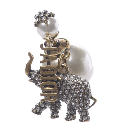 Christian Dior Crystal Pearl Elephant J'Adior Earring Gold 1 of 5