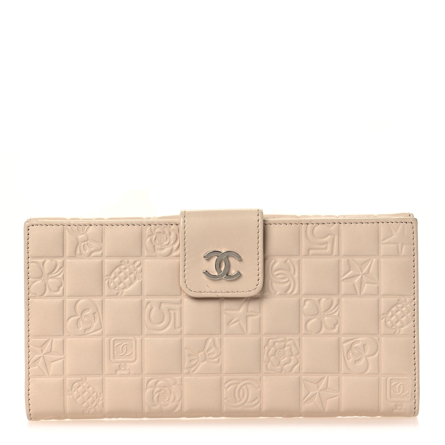 Calfskin Lucky Symbols French Wallet Light Beige