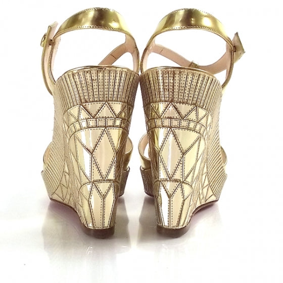 Christian Louboutin Gold Cotton Club Wedges 38 3 of 7