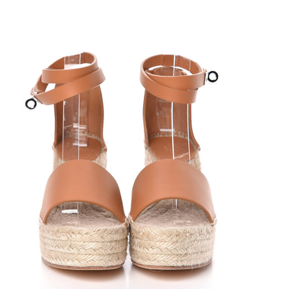 Hermes Calfskin Tivoli Espadrille Wedge Sandals 38 Naturel 2 of 9