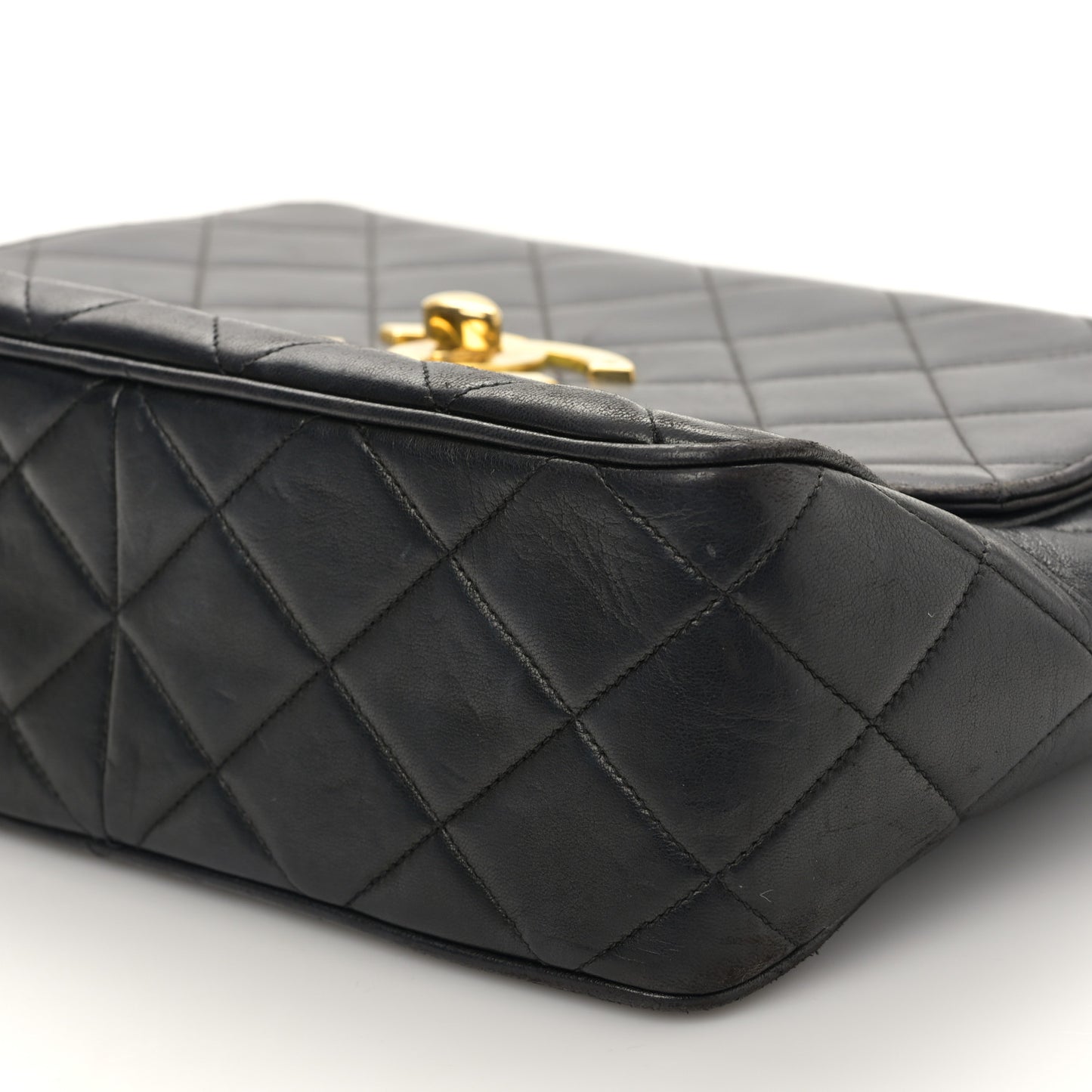 Lambskin Quilted Mini Square Flap Bag Black