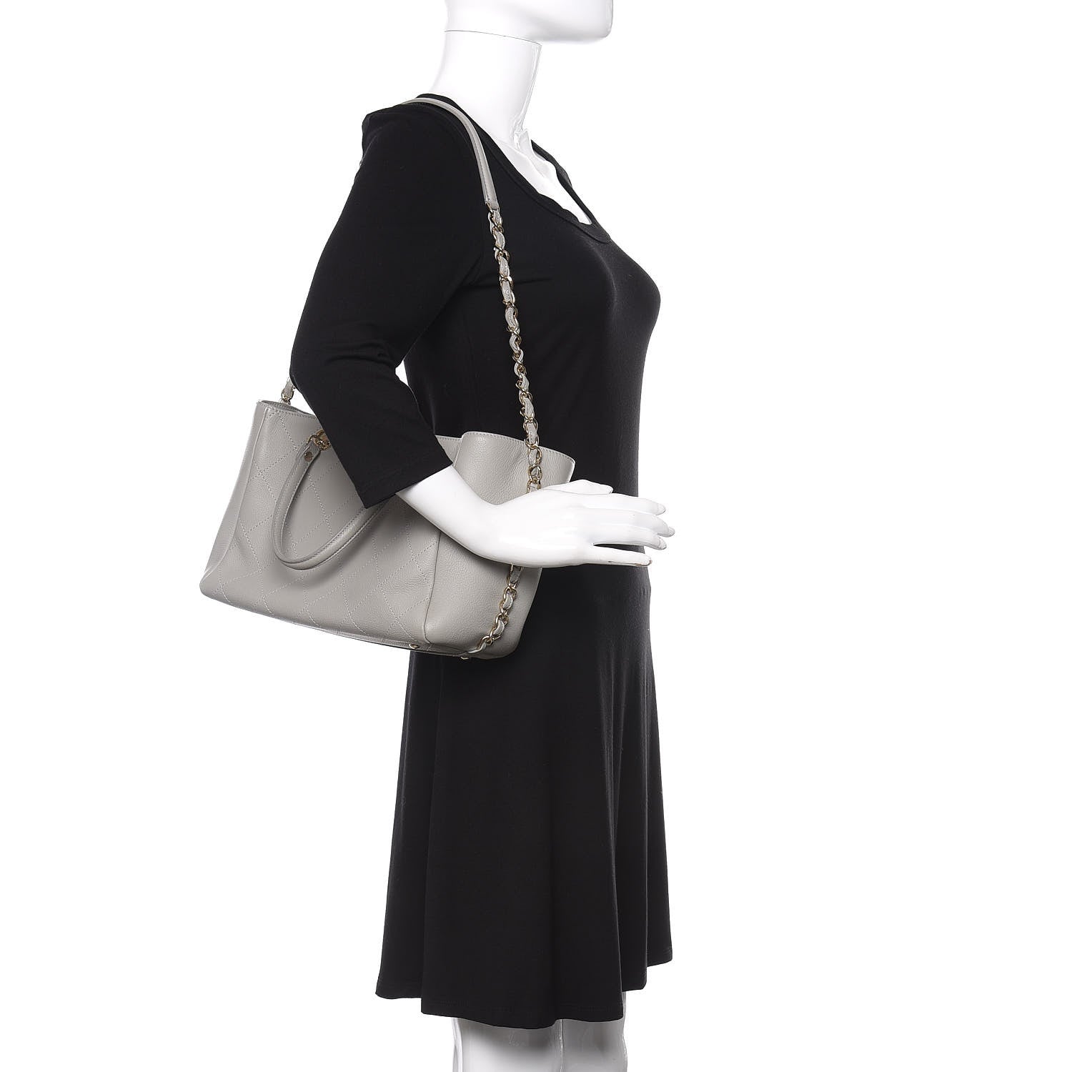 Chanel Bullskin Stitched Small Shopping Bag Grey 2 of 11