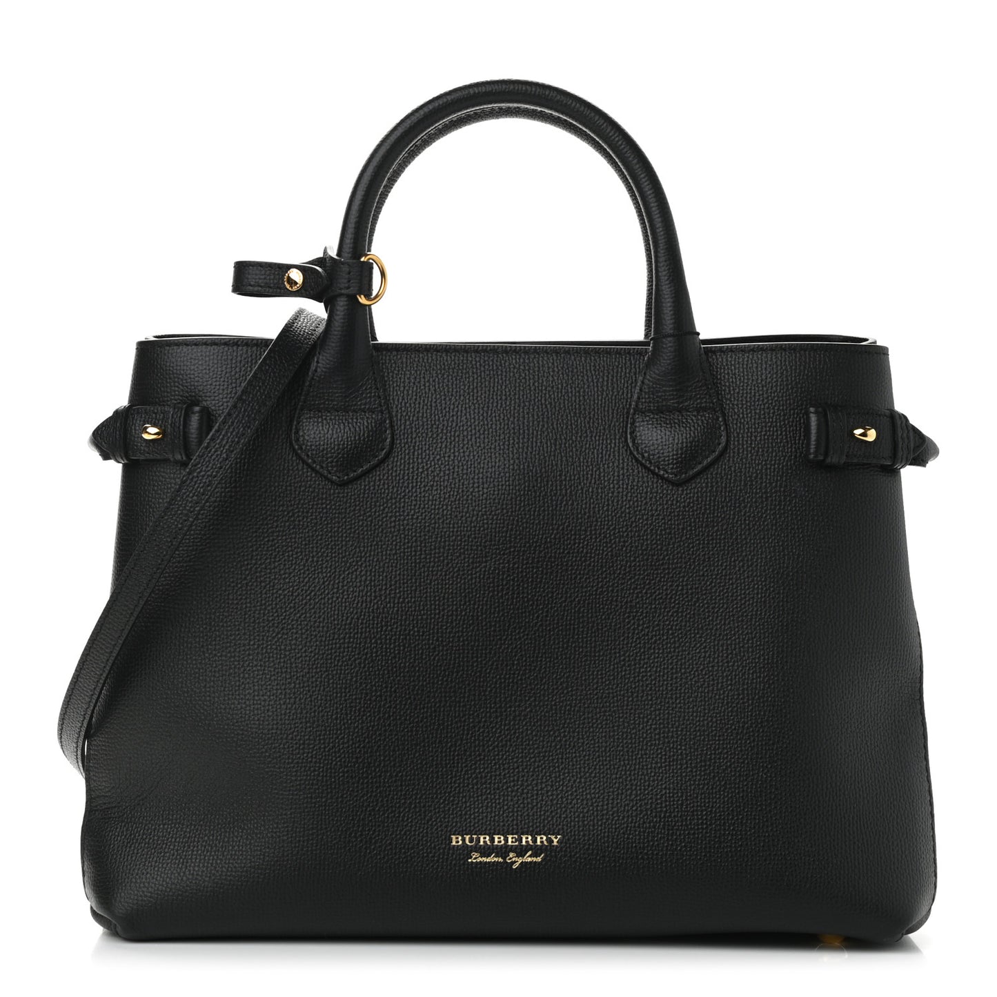 Grainy Calfskin House Check Medium Banner Tote Black