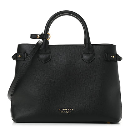 Burberry Grainy Calfskin House Check Medium Banner Tote Black 1 of 11