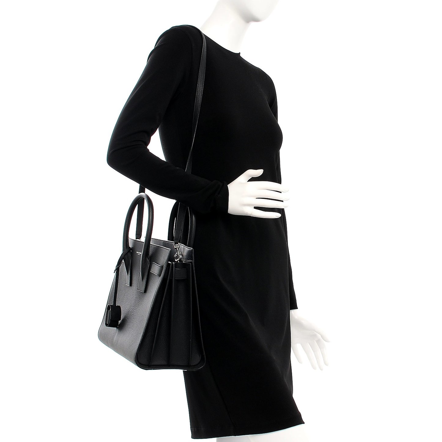 Grained Calfskin Small Sac De Jour Black