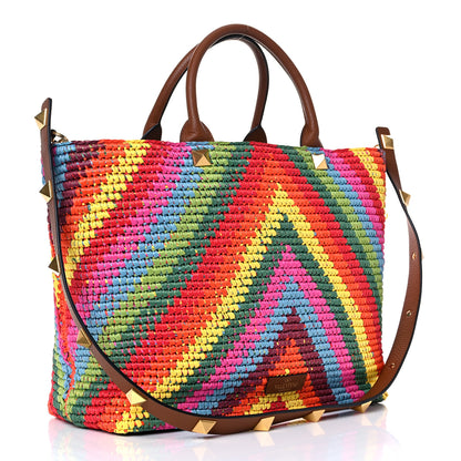 Valentino Garavani Raffia Calfskin Rockstud Summer Tote Multicolor 3 of 10