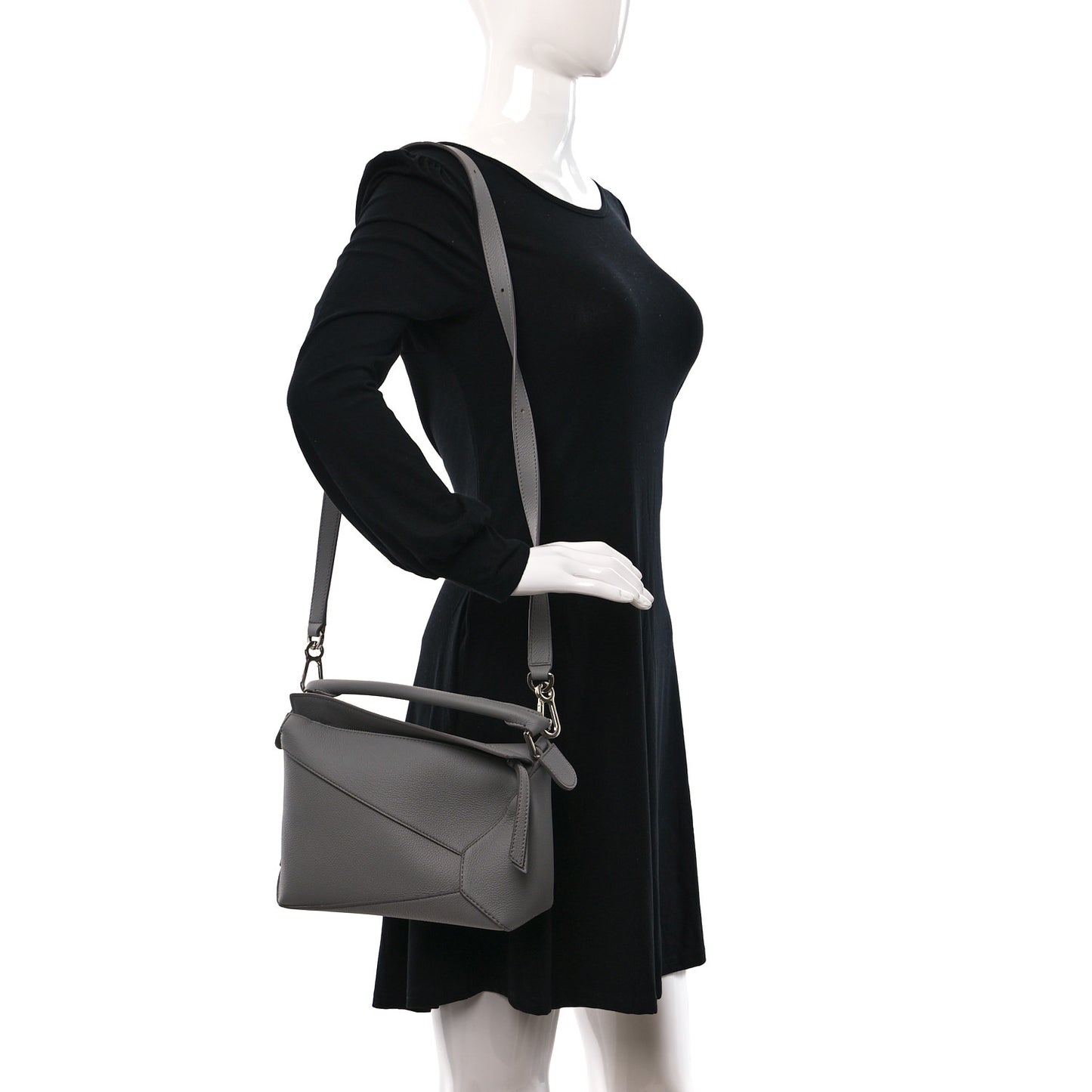 Soft Grained Calfskin Small Puzzle Edge Bag Pearl Grey