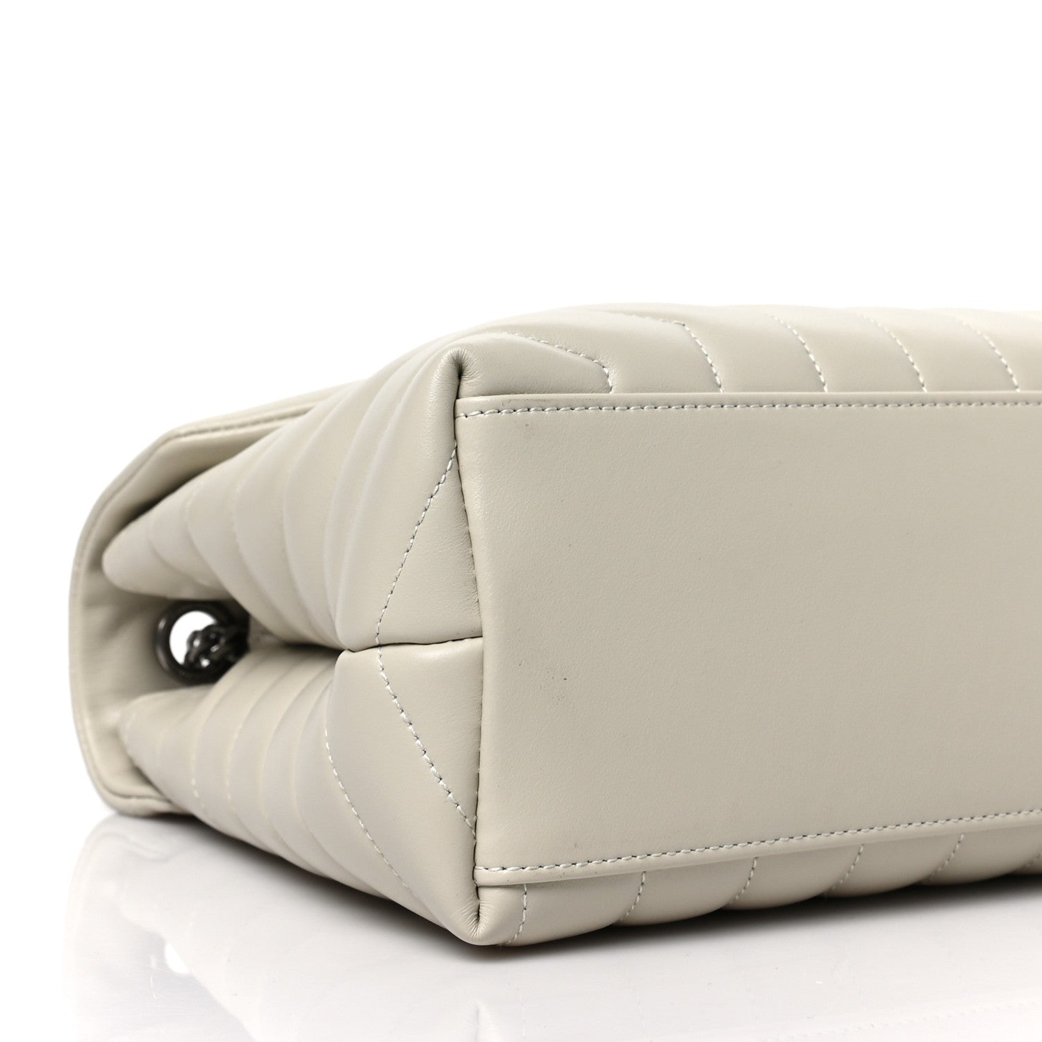 Saint Laurent Calfskin Y Quilted Monogram Medium Loulou Chain Satchel Blanc Vintage 3 of 7
