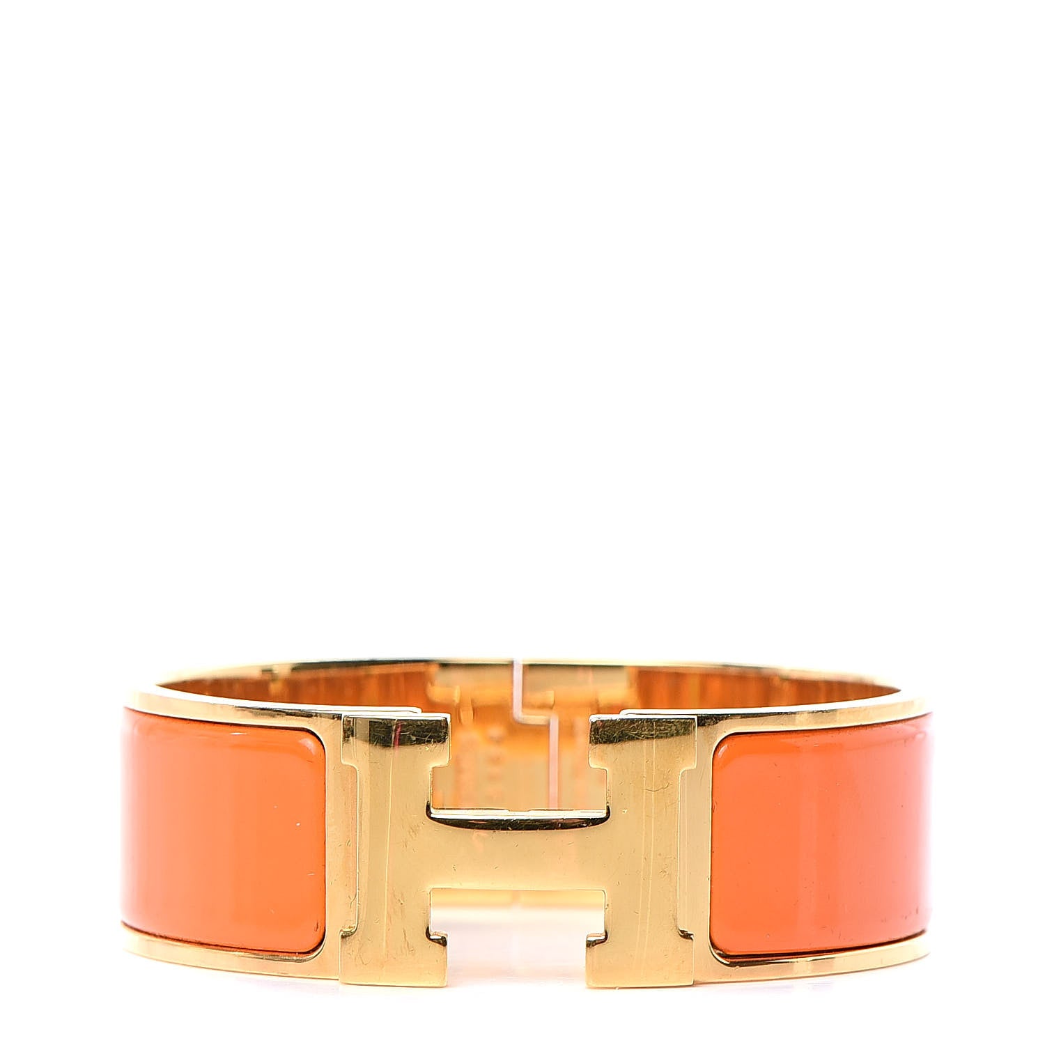 Hermes Enamel Wide Clic Clac H Bracelet GM Orange 1 of 6