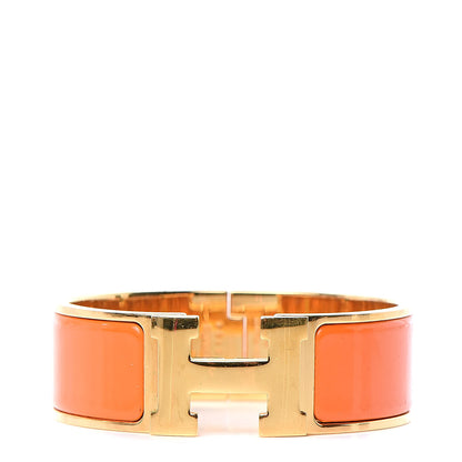 Hermes Enamel Wide Clic Clac H Bracelet GM Orange 1 of 6