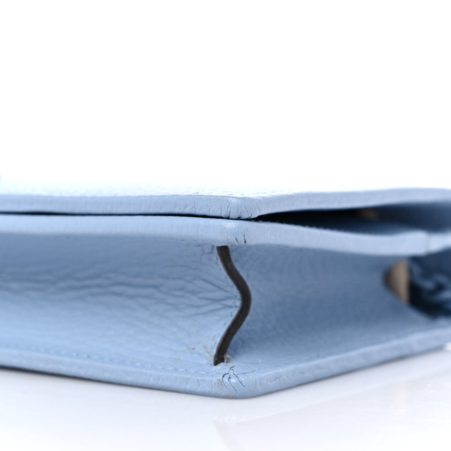 Gucci Dollar Calfskin Enamel Monochrome Mini GG Marmont Chain Wallet Porcelain Light Blue 9 of 9