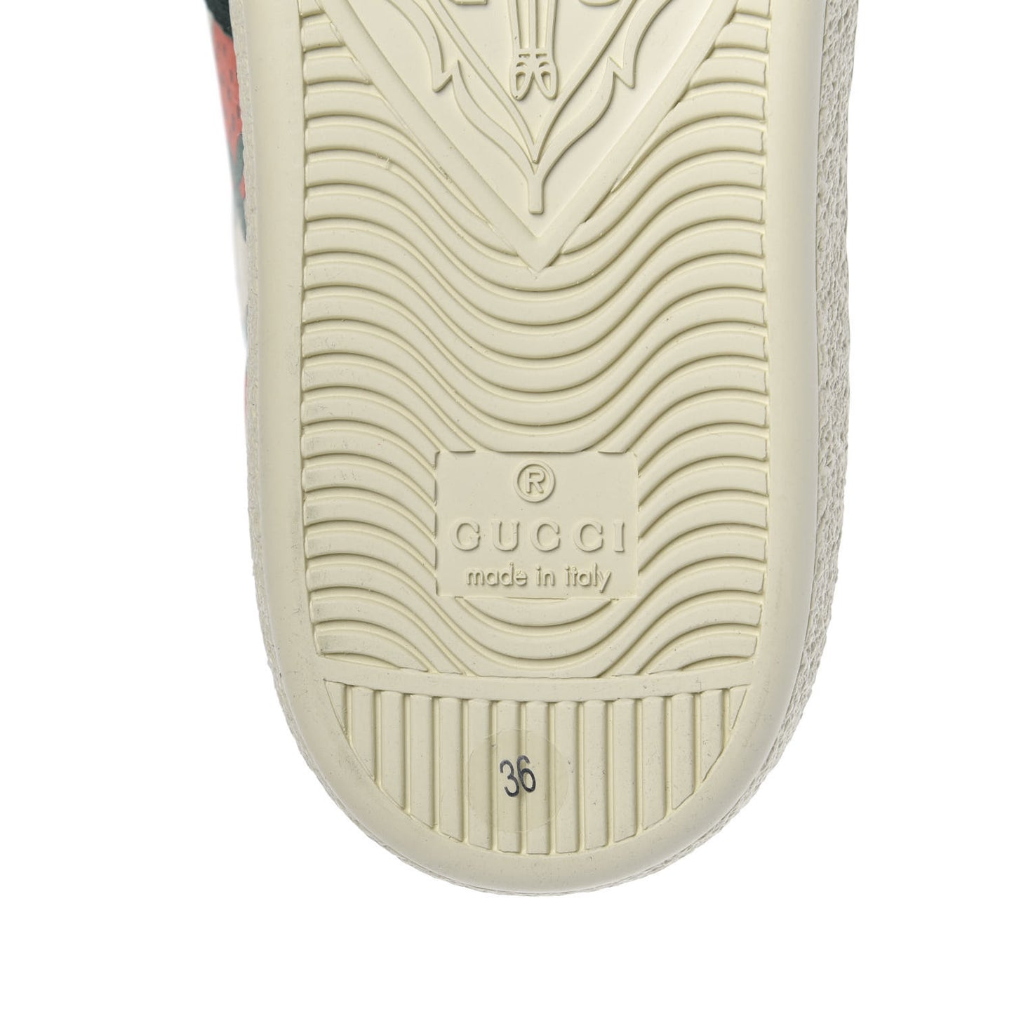 Calfskin Web Strawberry Print Womens Ace Sneakers 36 Ivory Red Green