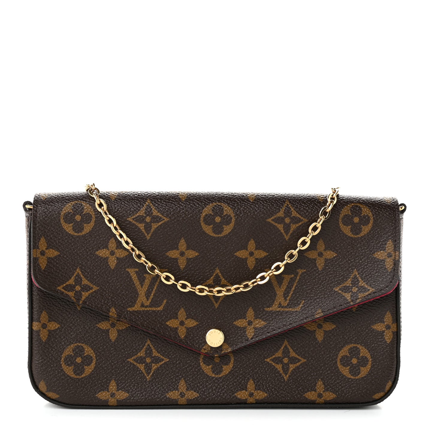 Monogram Pochette Felicie Chain Wallet Fuchsia