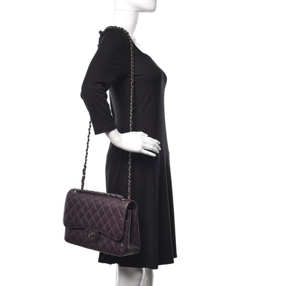 Chanel Caviar Quilted Jumbo Double Flap Dark Purple 2 of 11