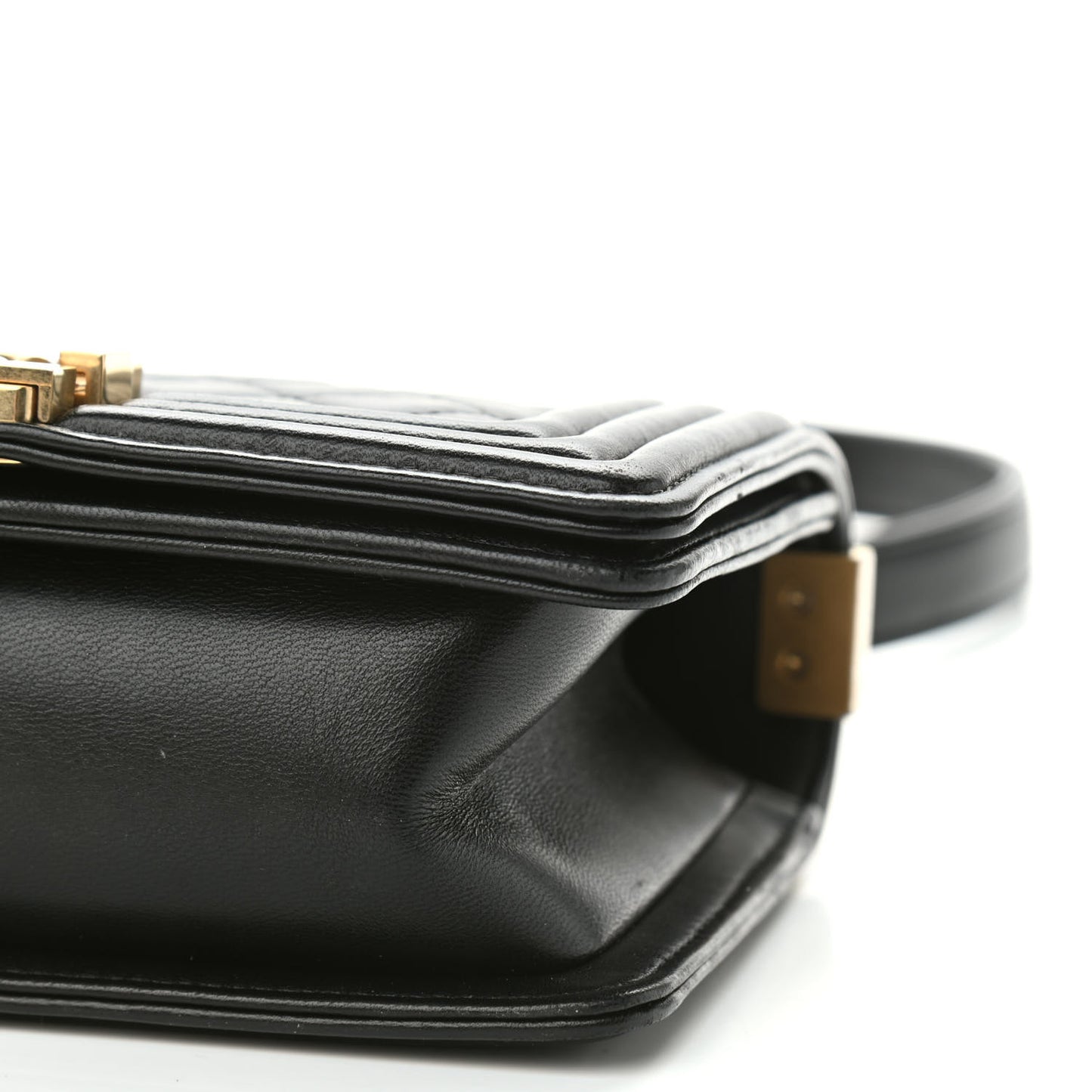 Calfskin Quilted Small Boy Flap Black