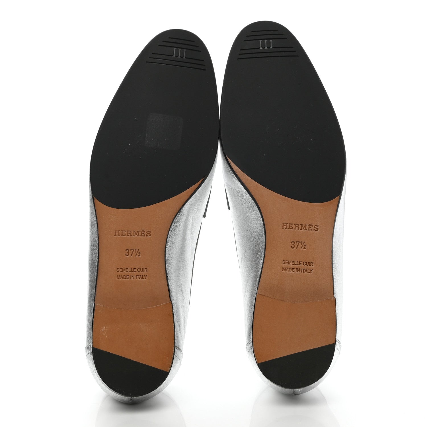 Hermes Metallic Goatskin Paris Loafers 37.5 Gris Argente 6 of 10