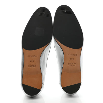 Hermes Metallic Goatskin Paris Loafers 37.5 Gris Argente 6 of 10