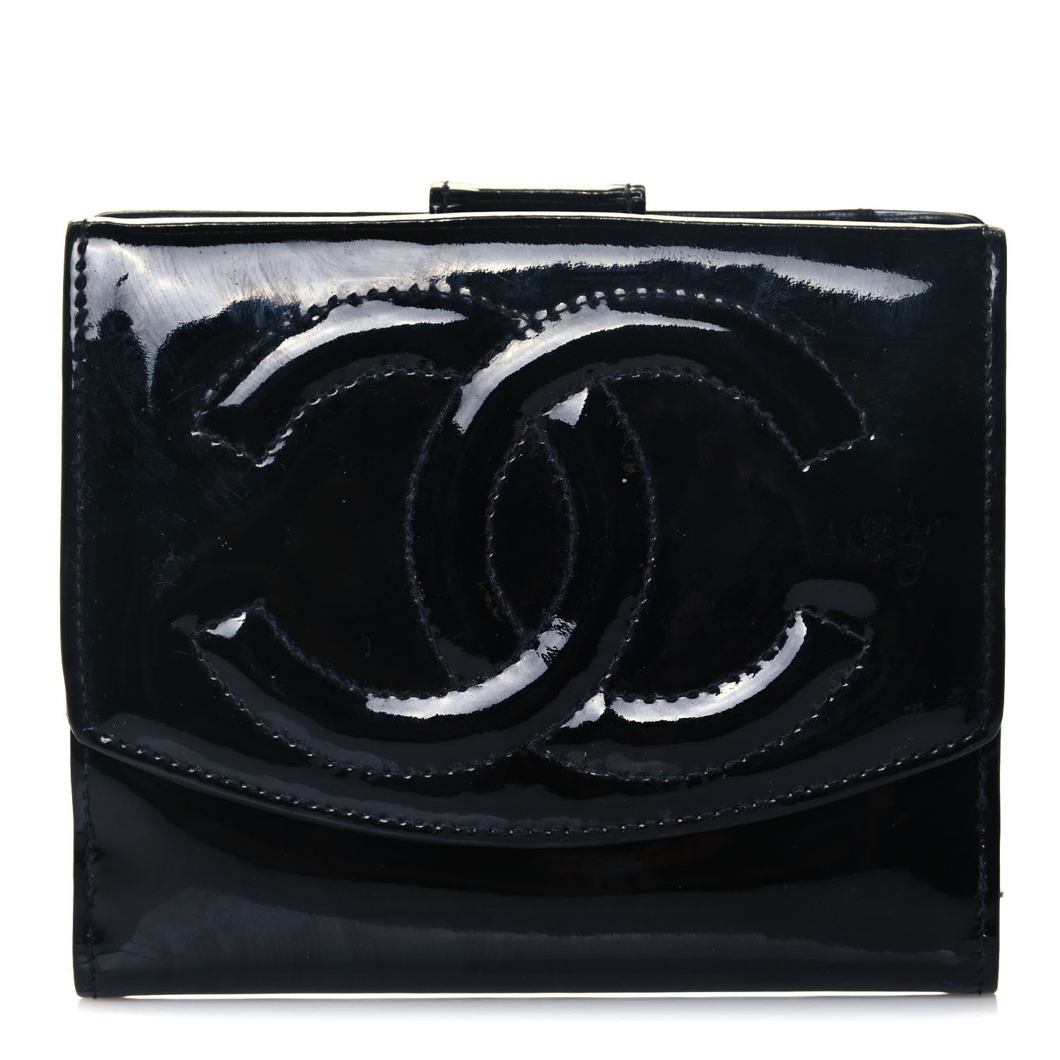 Chanel Patent Timeless CC Compact French Wallet Black 1 of 15