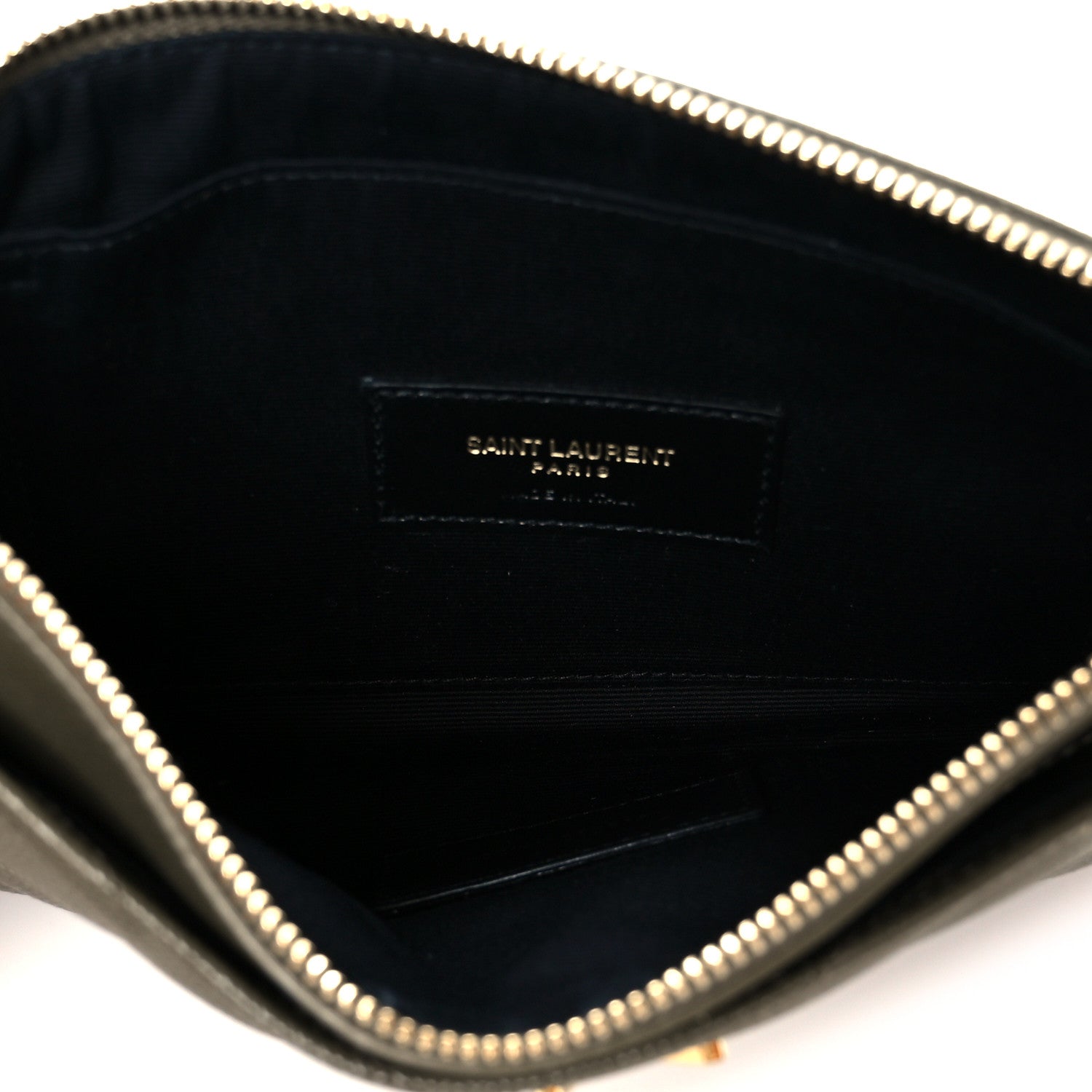 Saint Laurent Grain De Poudre Chevron Monogram Bill Pouch Vert Kaki 8 of 18