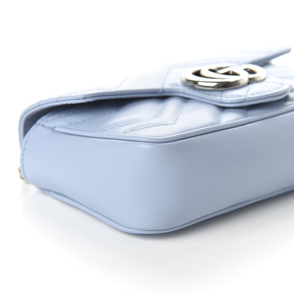 Gucci Calfskin Matelasse Super Mini GG Marmont Shoulder Bag Porcelain Light Blue 6 of 11
