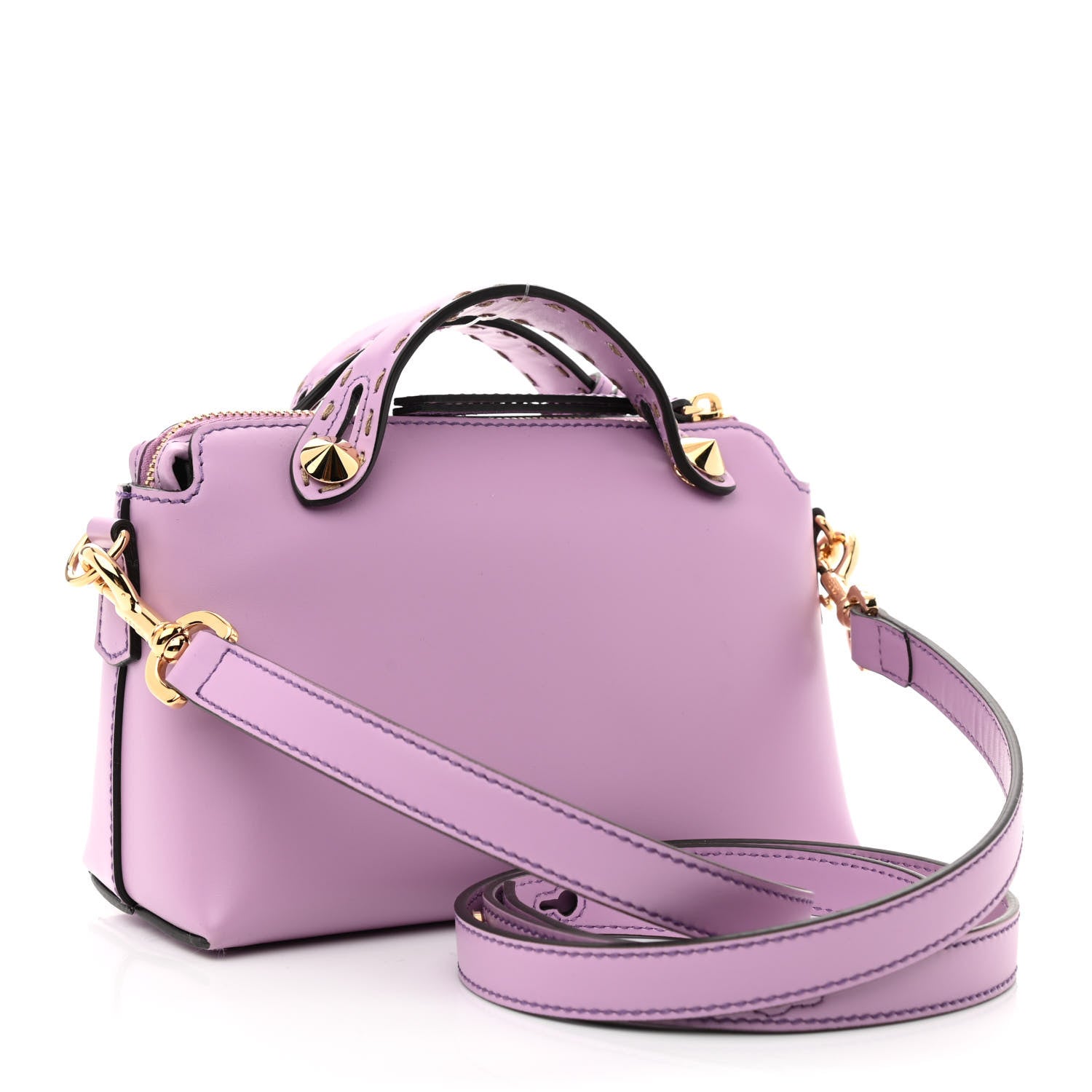 Fendi Vitello King Logo Embossed Mini By The Way Boston Bag Violetta 3 of 10