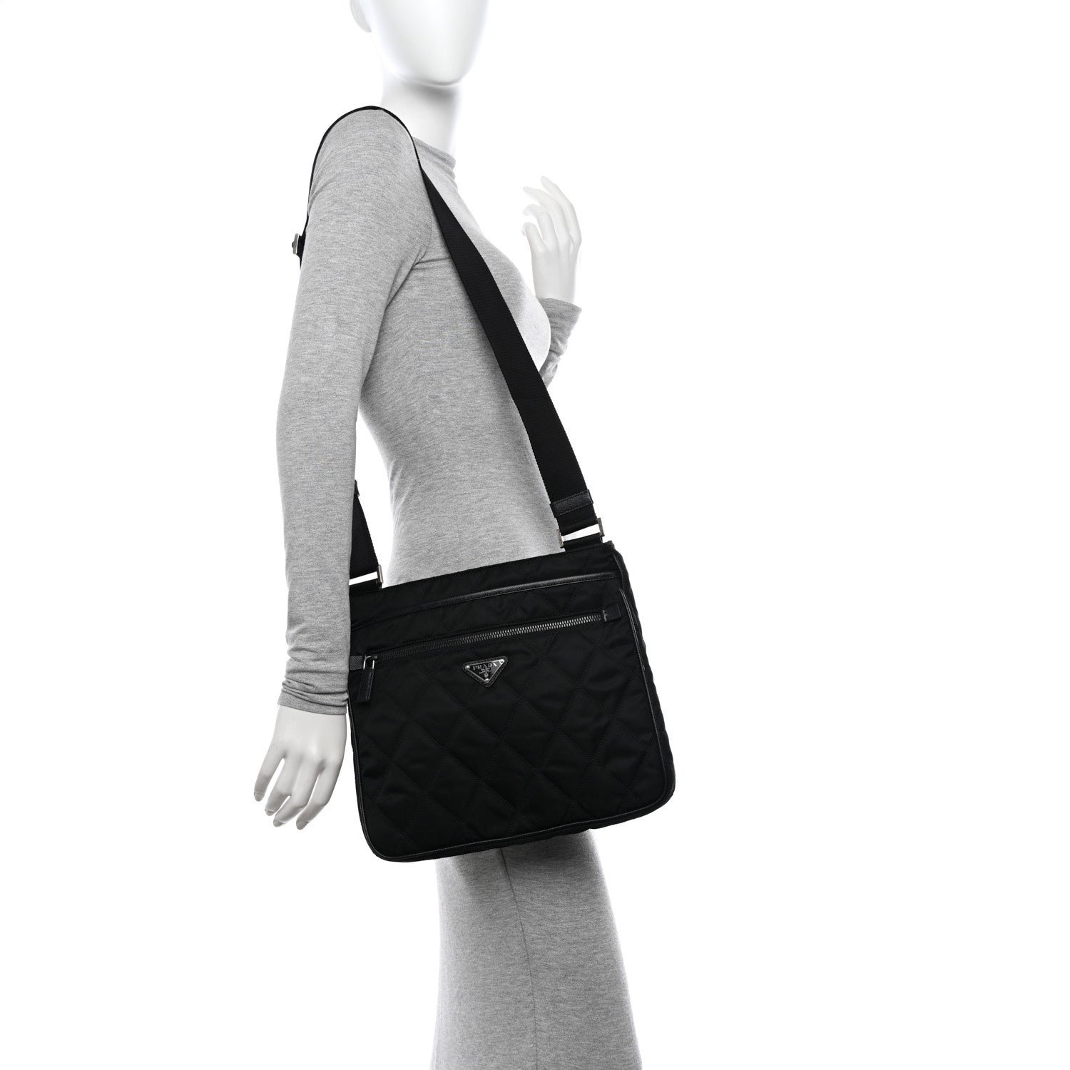 Prada Nylon Tessuto Impuntu Messenger Bag Black 2 of 9