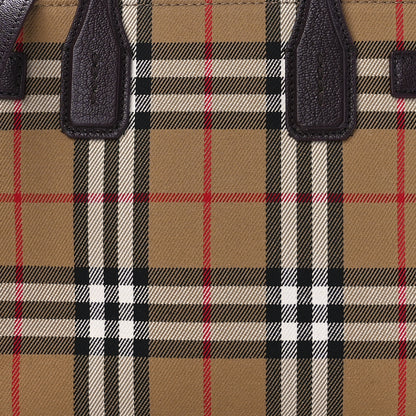 Burberry Goatskin Vintage Check Small Banner Tote Deep Claret 14 of 15