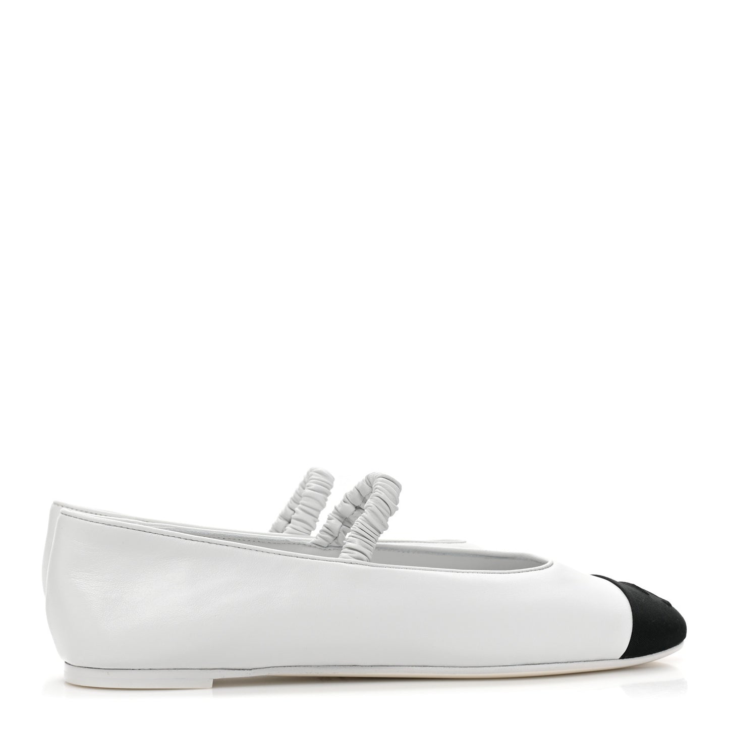 Lambskin Grosgrain Cap Toe CC Ballerina Flats With Leg Warmers 39.5 White