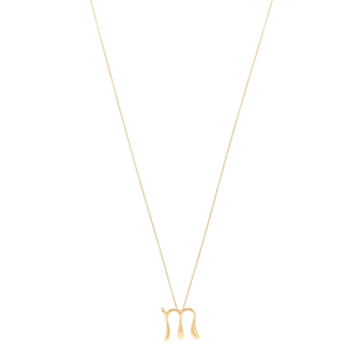 18K Yellow Gold Elsa Peretti Letter M Pendant Necklace