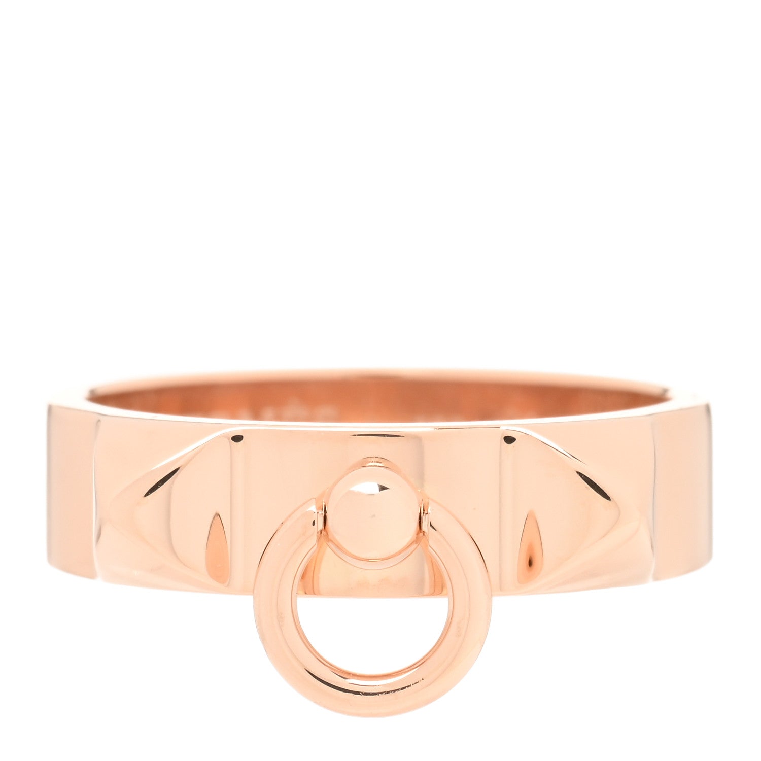 Hermes 18K Rose Gold PM Collier De Chien Ring 53 6.5 1 of 5