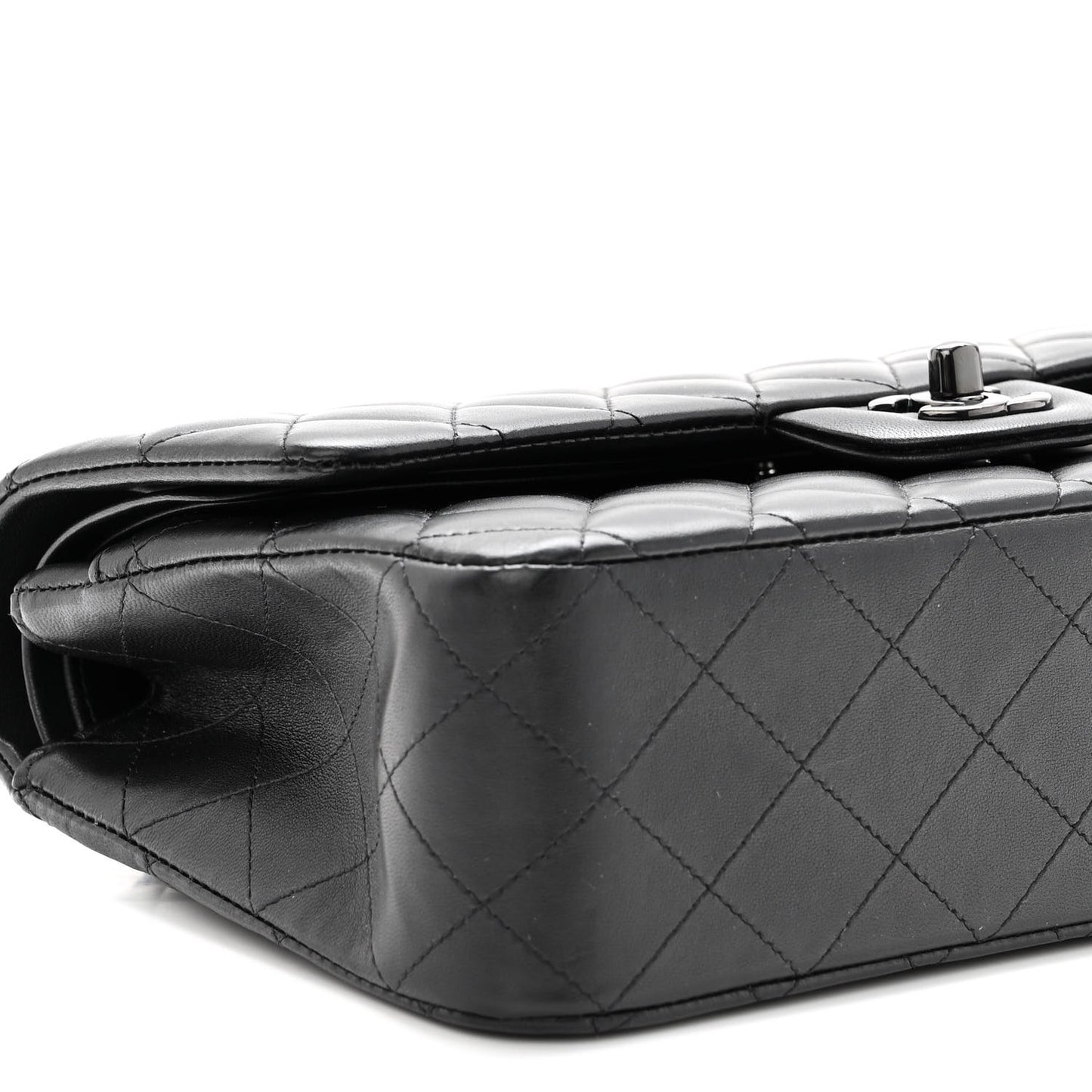 Lambskin Quilted Medium Double Flap So Black