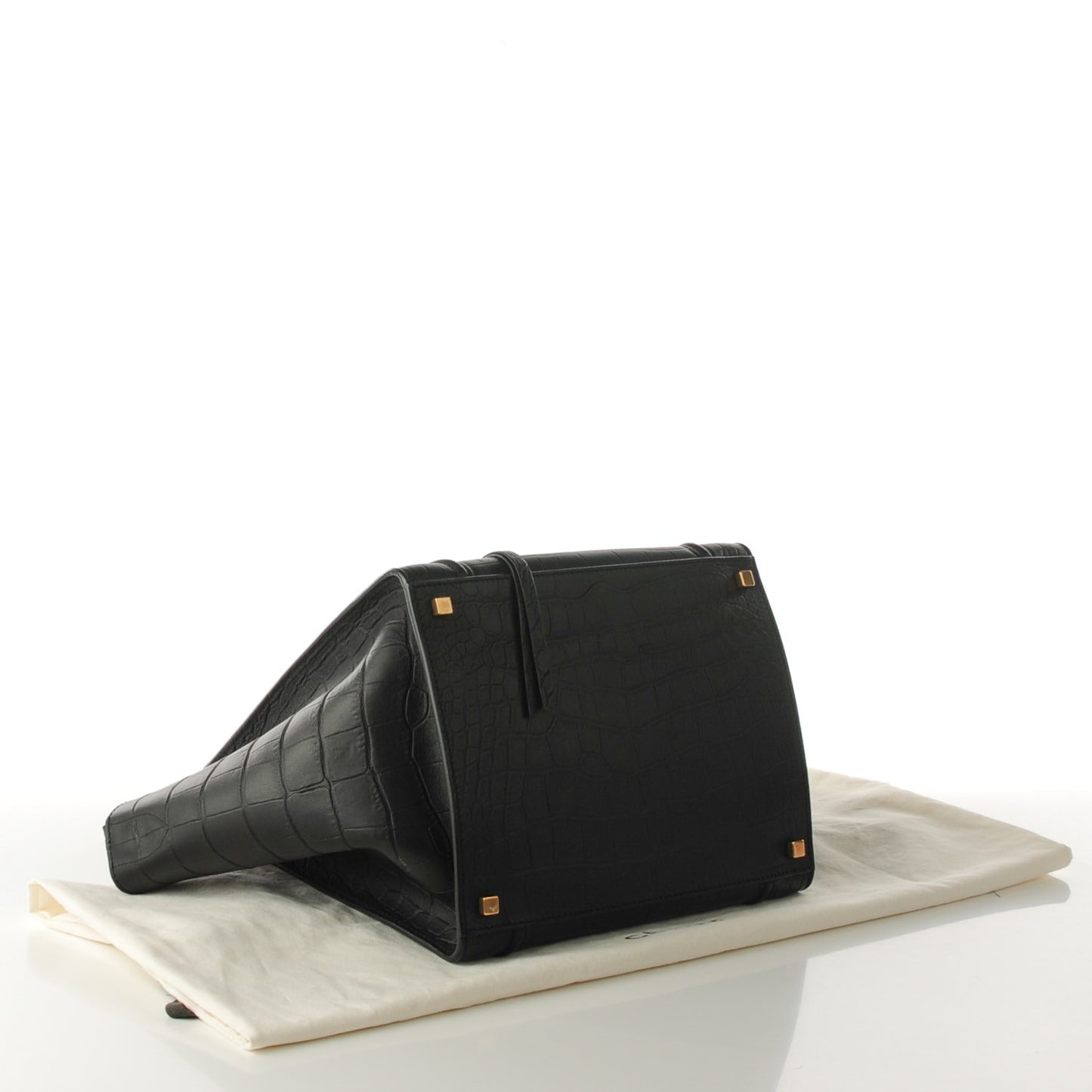 Crocodile Embossed Calfskin Medium Phantom Luggage Black