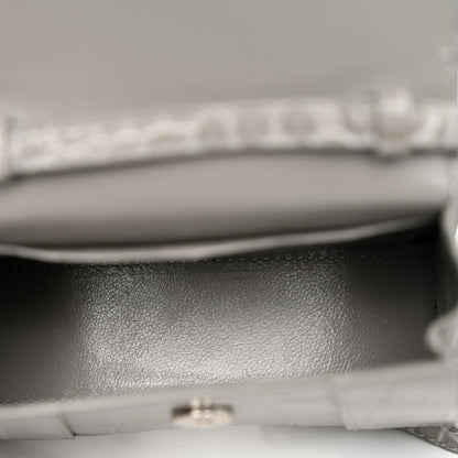 Balenciaga Shiny Calfskin Crocodile Embossed Hourglass Top Handle Bag Mini Steel Grey 5 of 11