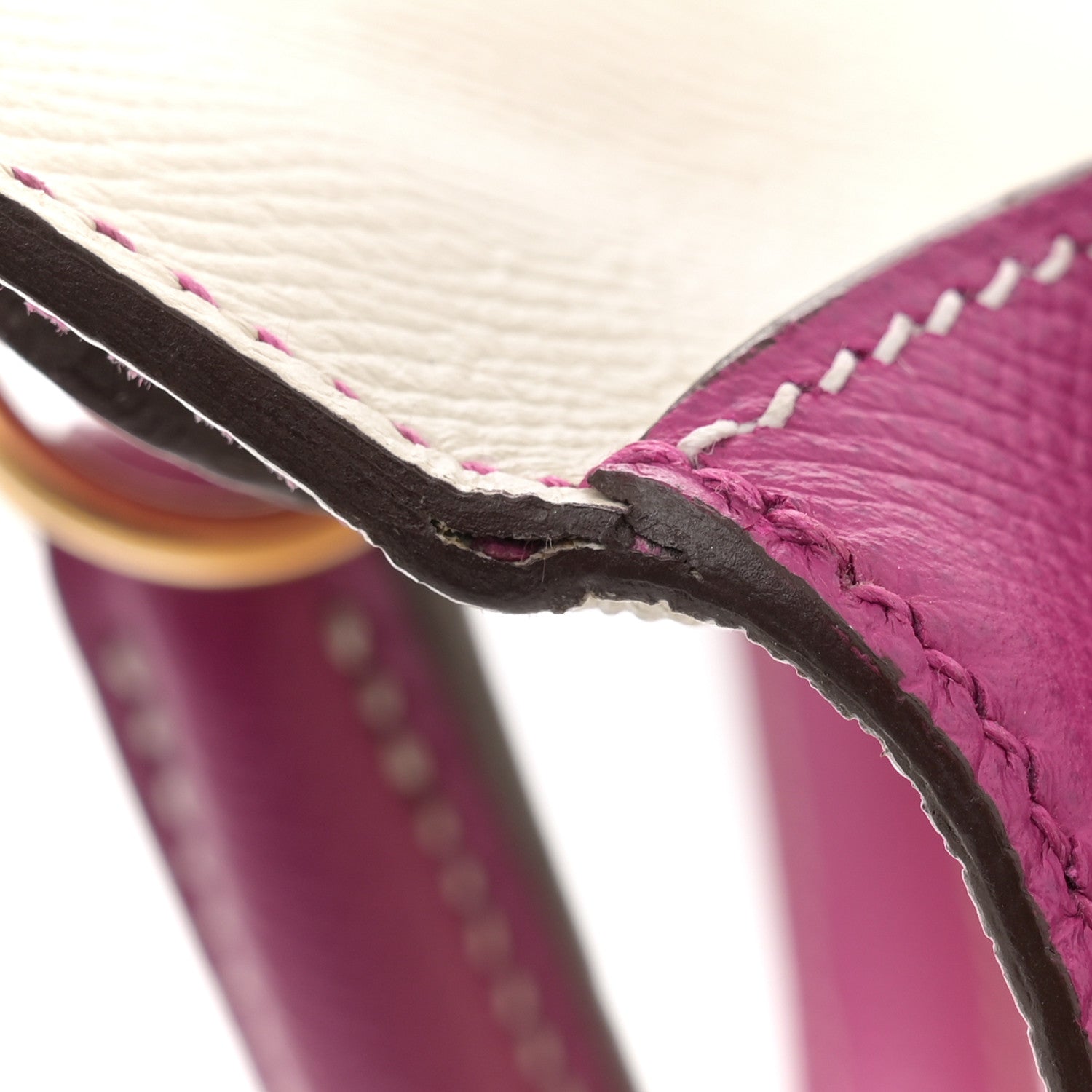 Hermes Epsom Bi-Color Horseshoe Kelly Sellier 28 Craie Rose Pourpre 11 of 11