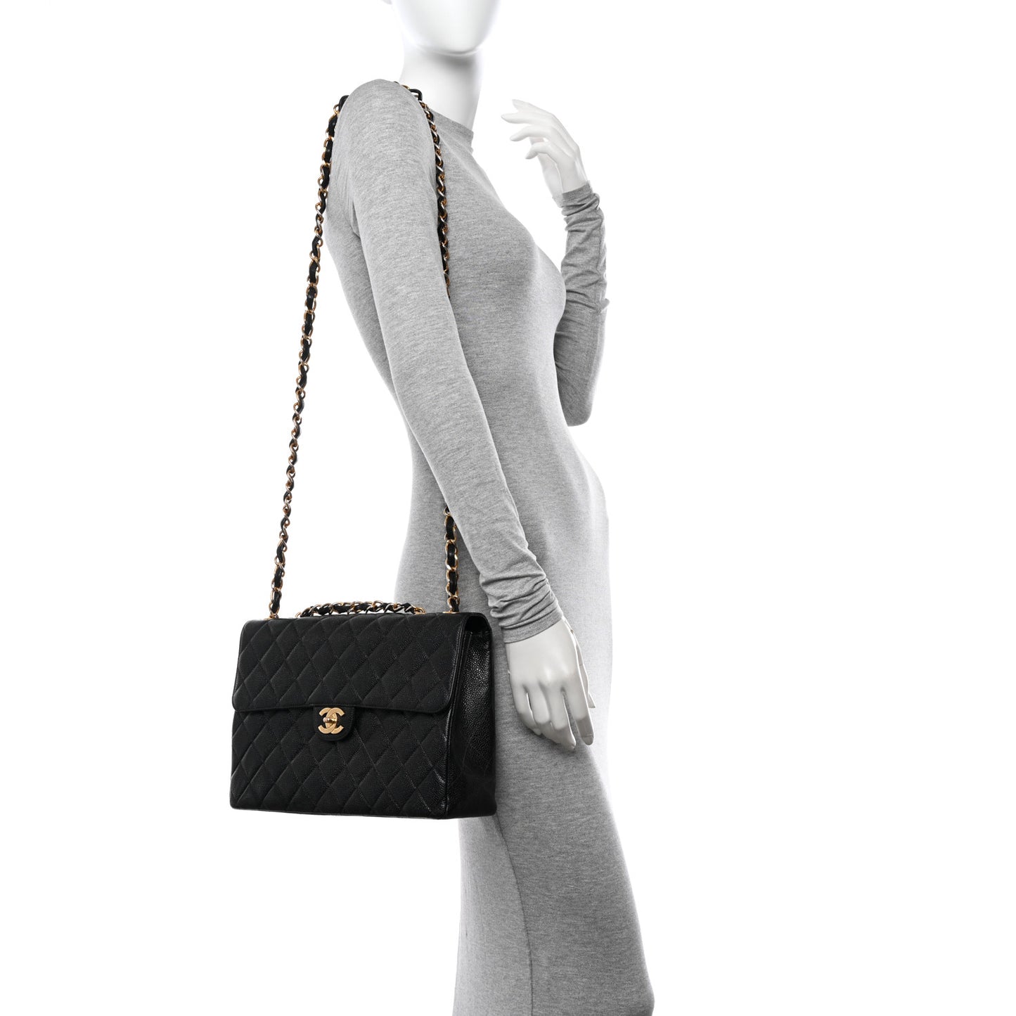 Caviar Quilted Jumbo Single Flap Black