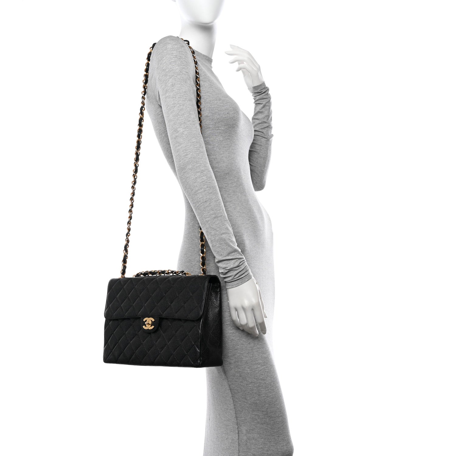 Chanel Caviar Quilted Jumbo Single Flap Black 2 of 15