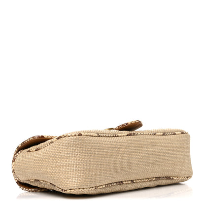 Gucci Raffia Elaphe Matelasse Small GG Marmont Shoulder Bag Natural Cream Brown 4 of 10