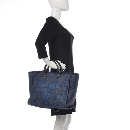 Chanel Woven Straw Raffia Large Deauville Tote Dark Blue 3 of 11