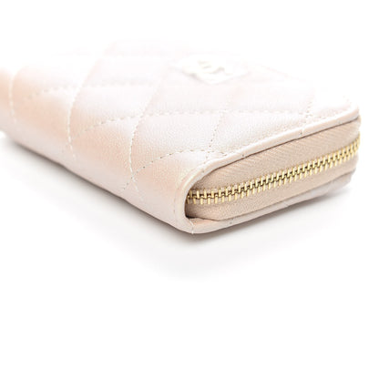 Chanel Iridescent Calfskin Quilted Zip Coin Purse Wallet Beige 9 of 10