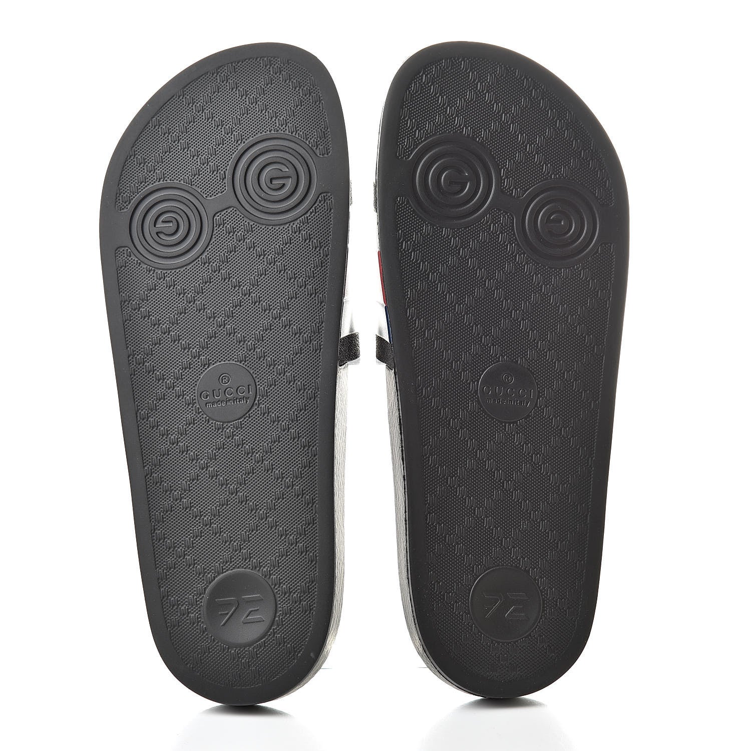 Gucci Rubber Web Mens Pool Slide Sandals 6 Black Mystic White Hibiscus Red Marine 5 of 8