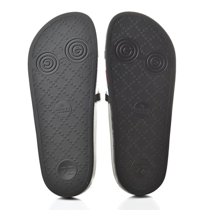 Gucci Rubber Web Mens Pool Slide Sandals 6 Black Mystic White Hibiscus Red Marine 5 of 8