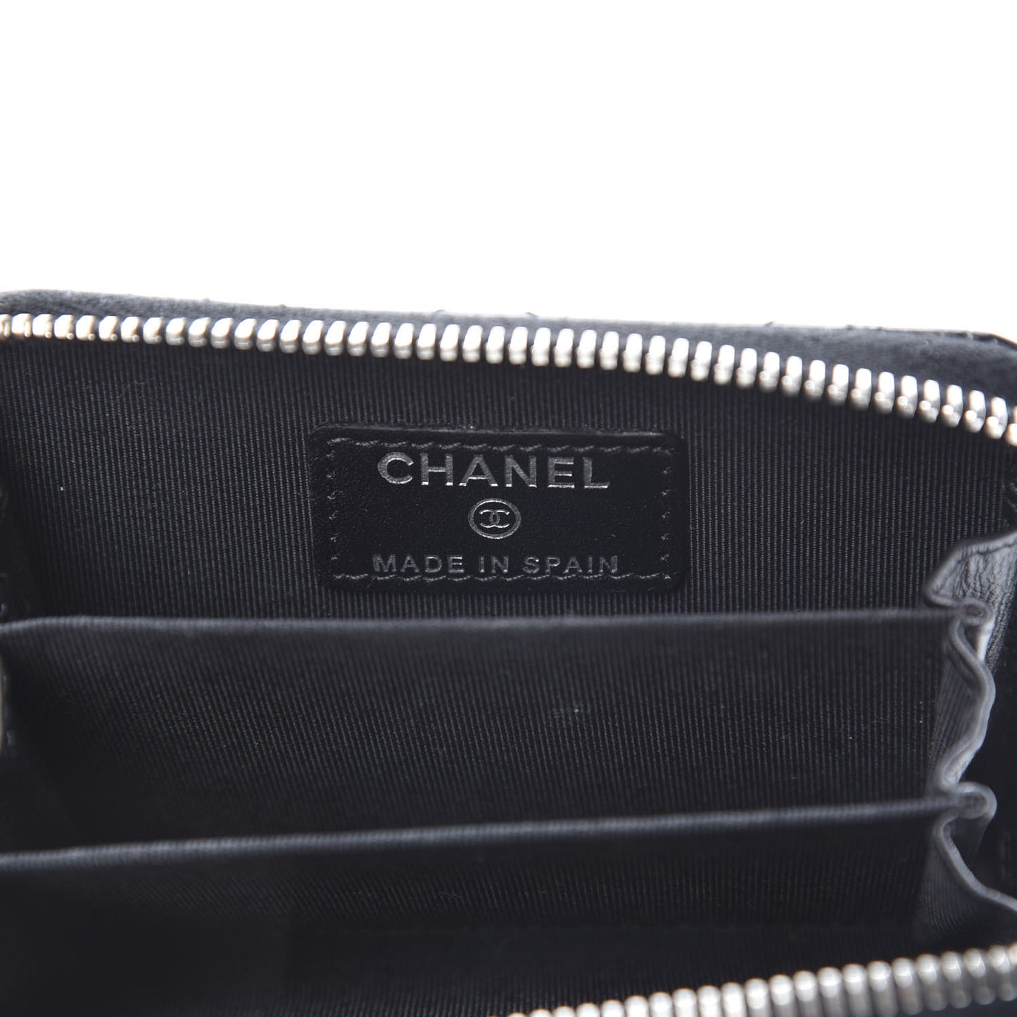 Patent Calfskin Quilted Zip Coin Purse Black