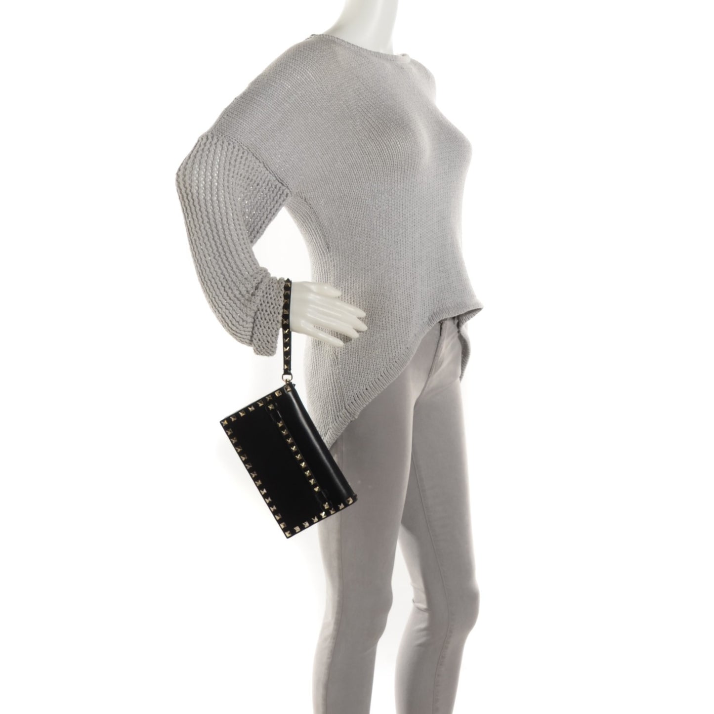 Nappa Small Rockstud Wristlet Clutch Black