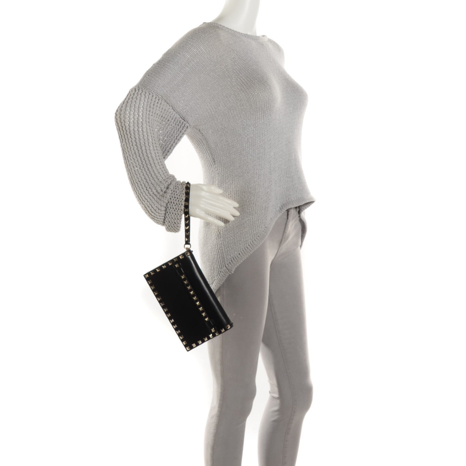 Valentino Garavani Nappa Small Rockstud Wristlet Clutch Black 2 of 7