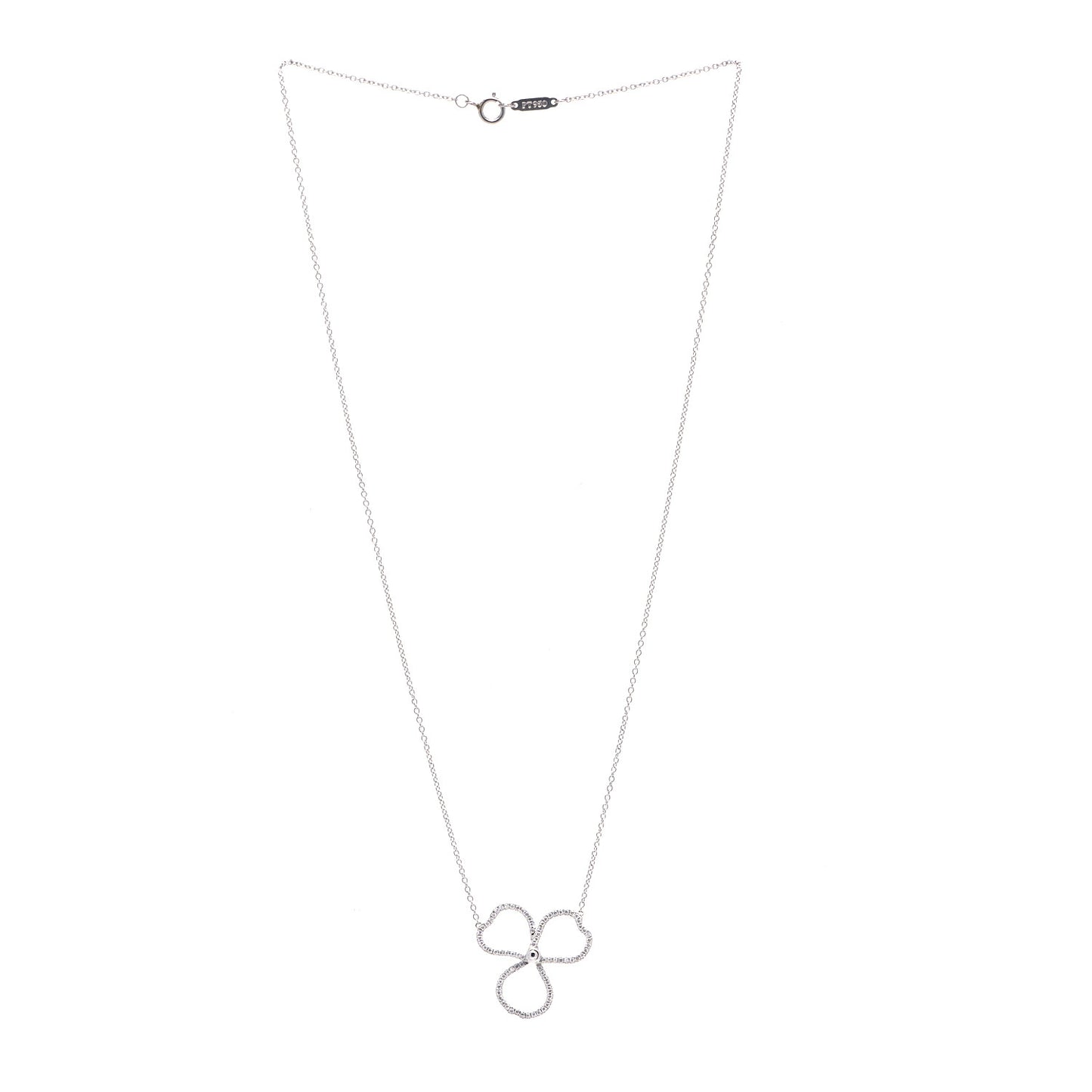 Platinum Diamond Large Paper Flowers Pendant Necklace