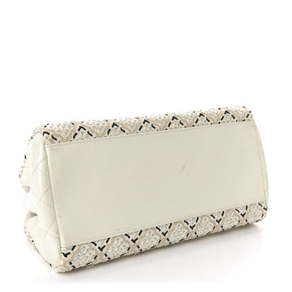 Chanel Patent Hand Embroidered Medium Just Mademoiselle White 4 of 12